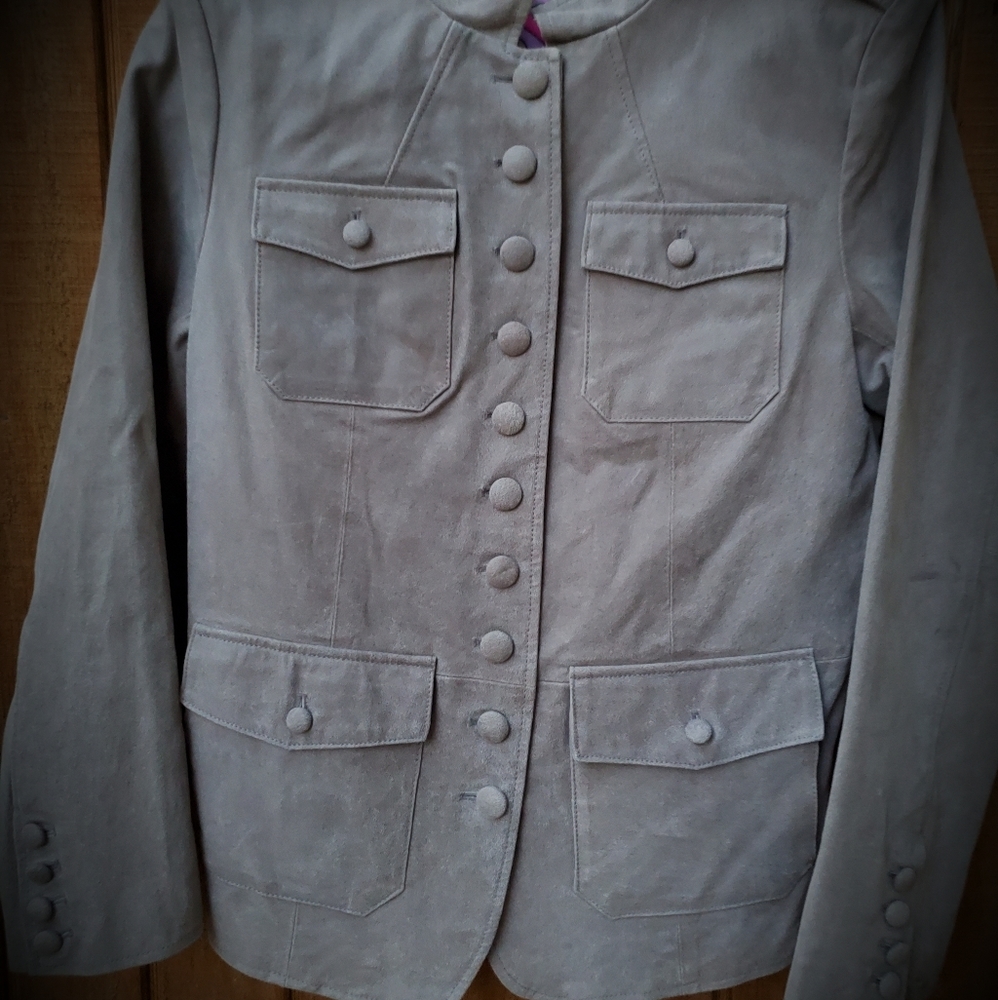 Twiggy London Gray Suede Button down jacket Med